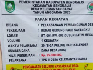 Dana Desa Bengkalis Diduga Diselewengkan Lewat Proyek PAUD